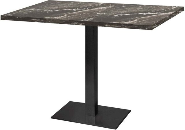 RestooTab Tisch Milan rechteckig in Stein- und Holzoptik, B/T/H: 120 x 70 x 75 cm, Platte schwarz/braun marmoriert und Gestell schwarz - Bild 1