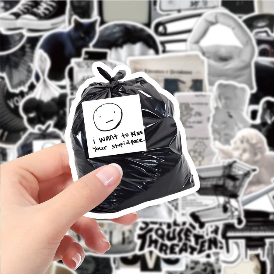50 Stück LanLanStickersWorld Store Filmaufkleber in Schwarz und Weiß zur dekorativen Raumgestaltung - Bild 5