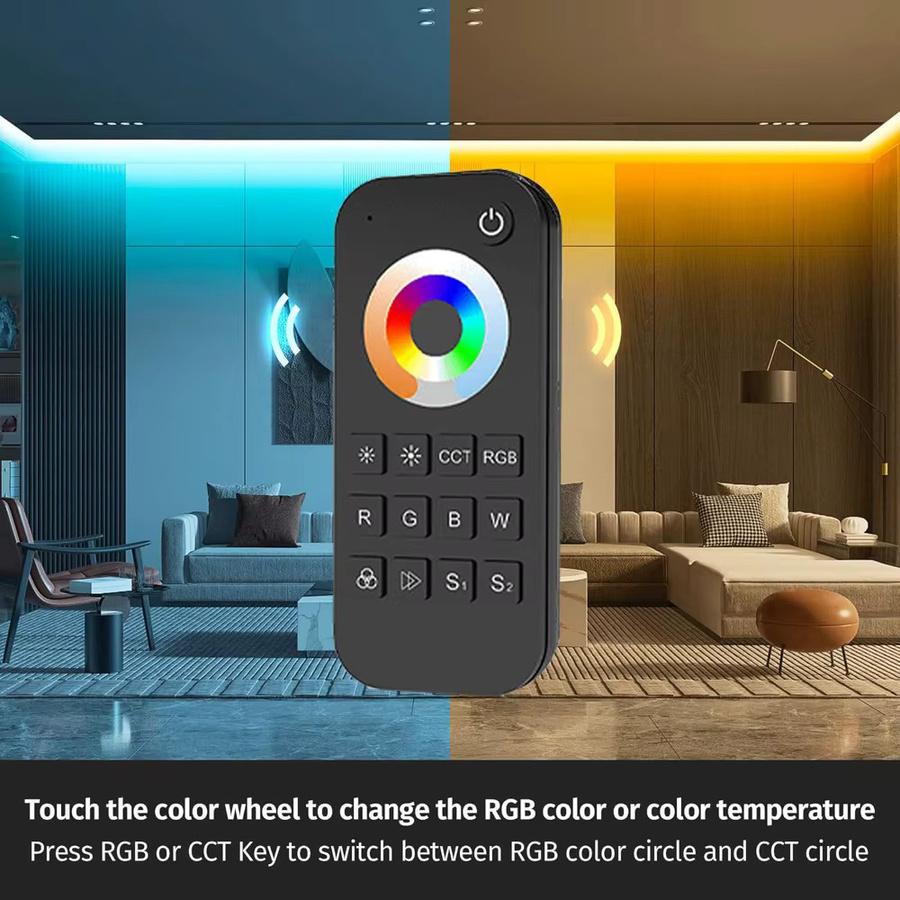 YSRSAI RGBCCT LED Controller Dimmer mit Touch Panel und Fernbedienung, Glas Wandmontage, Transparent - Bild 3