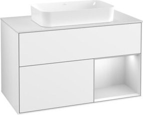V&B Waschtischunterschrank Finion in Weiß glänzend lackiert, B/T: 100 x 60,3 cm - Bild 1