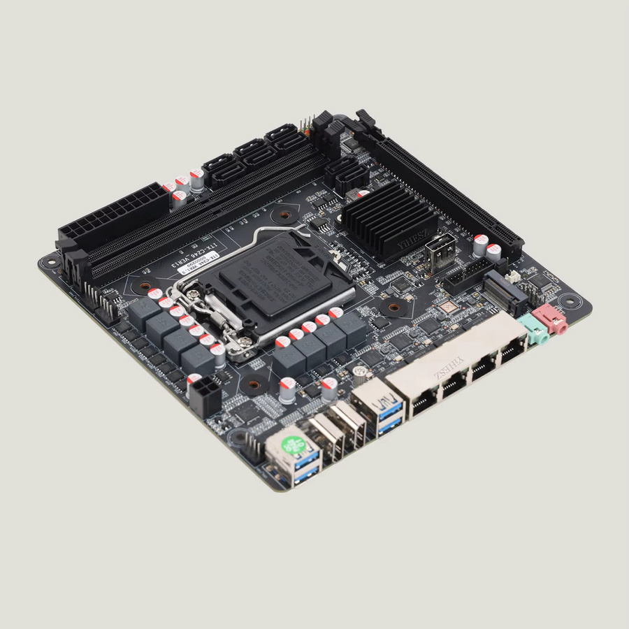 YiHESZ C246 Vpro NAS Motherboard in Schwarz mit 8 SATA Ports, 4 LAN Ports, 2 DDR4 Slots, 3 M.2 Slots und PCIE X16 Slot für E-2100/2200 und 8./9. Core Serie - Bild 3