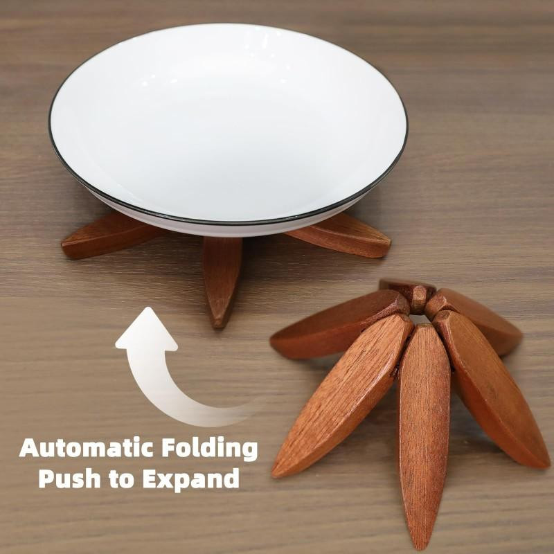 Meiteai-Home Tischset aus Holz im japanischen Stil mit Baumdesign und Ständer, braun - Bild 7