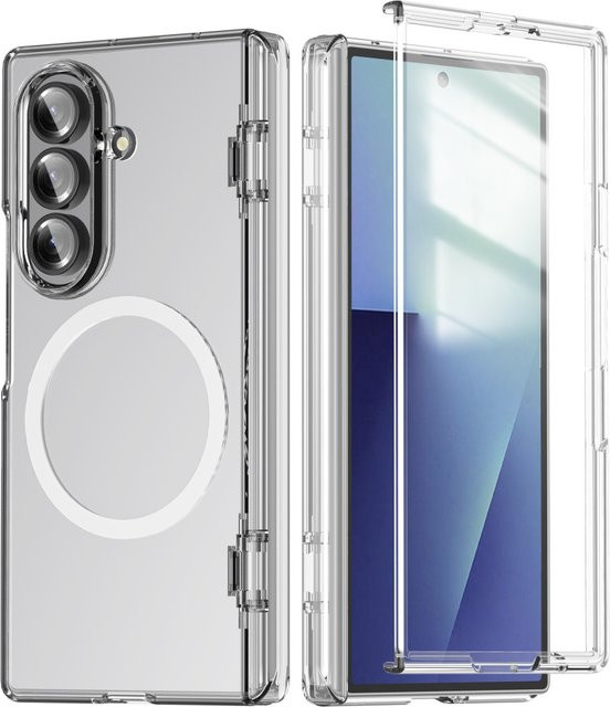lolozzx Handyhülle für Samsung Galaxy Z Fold 7 mit magnetischem Scharnier, PC-Hartschale und gehärtetem Film, transparent, MagSafe kompatibel - Bild 1