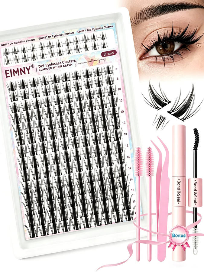 Eimny Fairy Lash Cluster Set, 164-teilig, Black, C-Curl, Natürliche Wimpernverlängerung - Bild 6