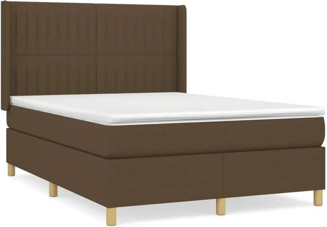 vidaXL Boxspringbett Hybrid mit Matratze Dunkelbraun B/T/H: 140 x 200 cm - Bild 1