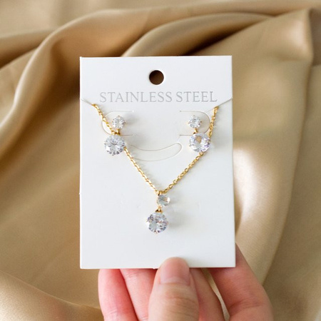 LUXUKISSKIDS Schmuckset, Edelstahl, Kristall, Gold, Damen