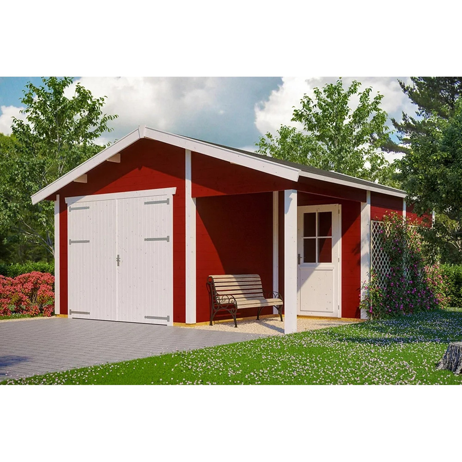 Holzgarage Varberg 2 von Skanholz in Schwedenrot, B/T: 500 x 525 cm - Bild 2