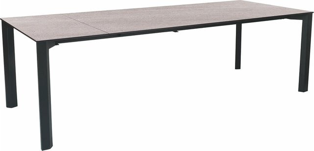Stern Ausziehtisch Penta Aluminium in Schwarz Matt mit Silverstar Stone light Tischplatte B/T: 200 bis 250 x 100 cm - Bild 1