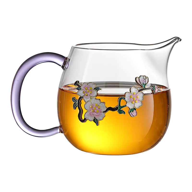 Handgefertigtes Teespender-Set aus Glas mit Sieb in Transparent, hitzebeständig und mit floralem Design - Bild 3