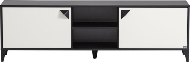 Schildmeyer TV Board Looks Classic Lowboard in Schwarzmatt und Beige mit Soft-Close-Schubladen und Medienfächern - Bild 1