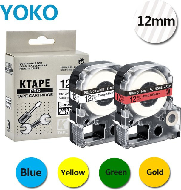 Epson Etikettenband 12mm Schwarz auf Weiß für Kingjim LW-300 und 600P - Bild 1
