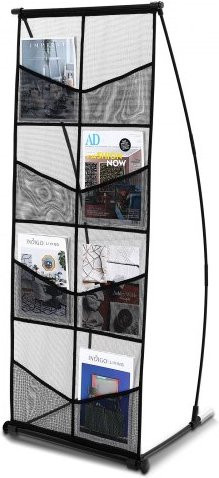 VEVOR Broschürenständer aus Mesh mit 4 Ebenen und 8 Taschen, Bodenständiges Magazin- und Katalogregal in Schwarz - Bild 1