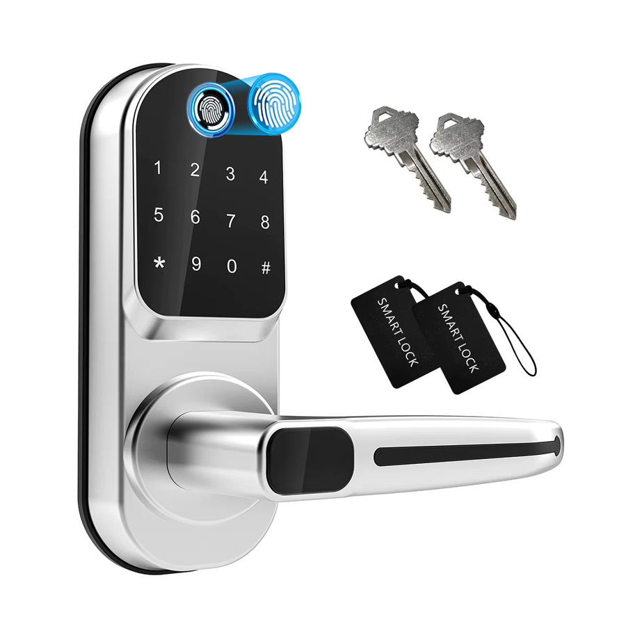 L.AOL.AU Wifi Smart Türschloss in Silber mit biometrischem Fingerabdruck, NFC, Passwort, Tastatur und USB-Notfallladegerät - Bild 7