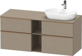 Duravit Waschtischunterschrank D-Neo in Weiß und Beige mit Leinenstruktur, Wandmontage, B/T/H: 140 x 55 x 66,4 cm - Bild 1