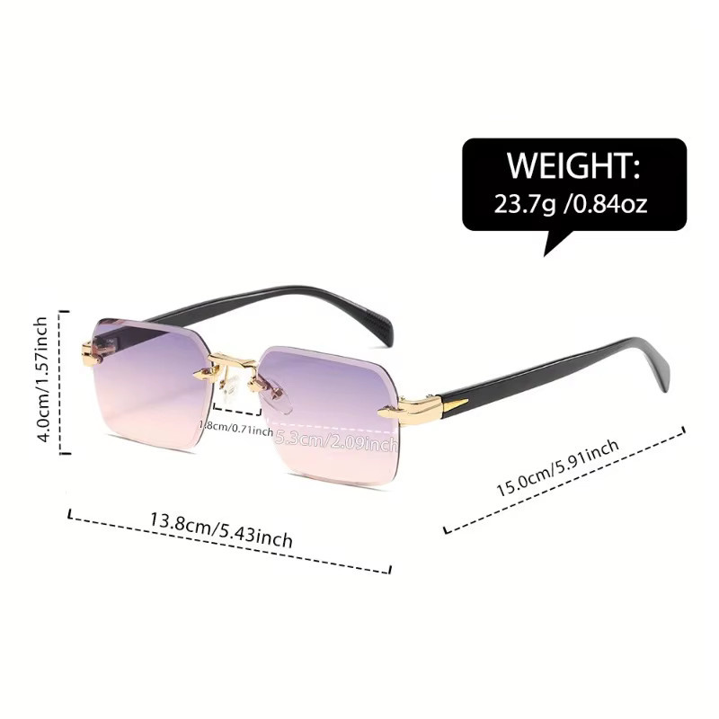 Sonnenbrille randlos, rechteckig, Metall, Unisex - Bild 2
