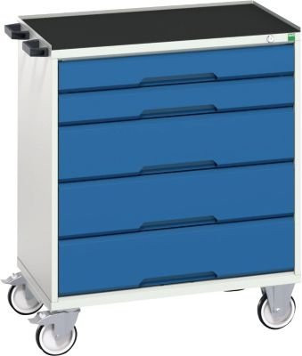 Mobiler Schubladenschrank Bott verso aus Stahlblech mit 5 Schubladen in Grau-Blau, B/T/H: 80 x 55 x 96,5 cm - Bild 1