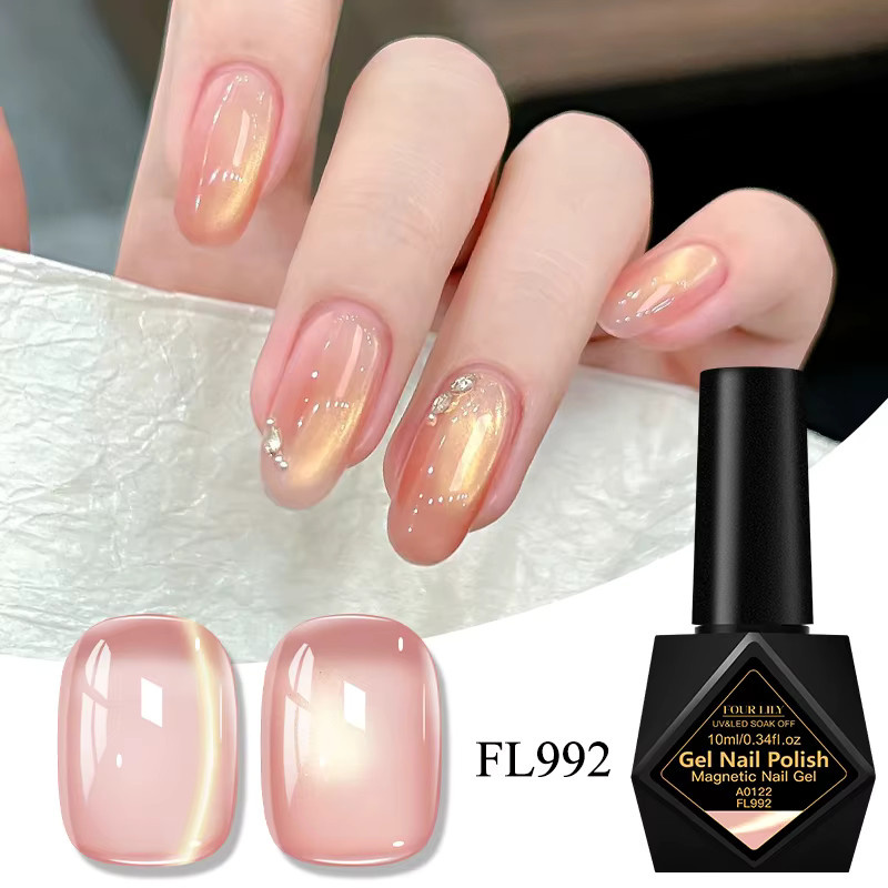 Four Lily Gel-Nagellack, Rosa-Goldener, Schimmernd, 10 ml - Bild 3
