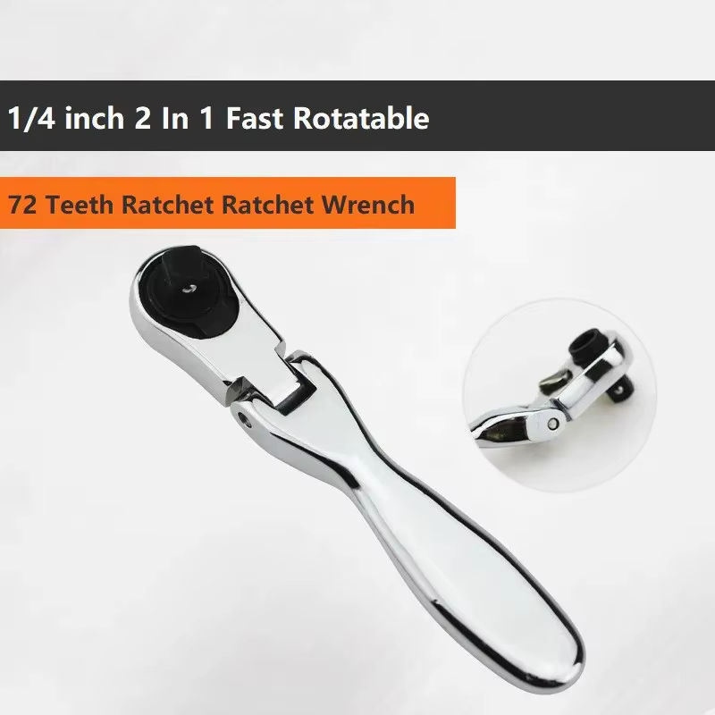 LIXIU Mini-Ratschenschlüssel-Set 1/4 Zoll mit 72 Zähnen, 2-in-1 Doppelkopf-Schraubendreher und Stangenratsche, Farbe: Silber - Bild 3