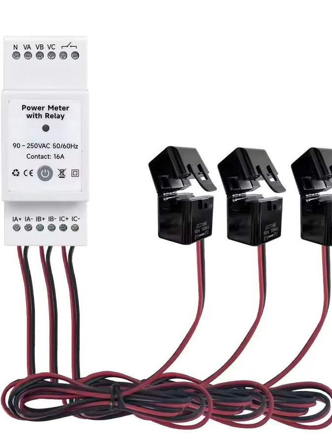 Tuya WiFi 3-Phasen-Stromzähler mit 3CTs Relais, bidirektionaler KWH-Energie-Monitor, Farbe: Weiß - Bild 4