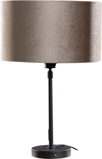 QAZQA Tischleuchte in Schwarz mit Samtschirm in Taupe, moderne Nachttischlampe für Wohnzimmer und Schlafzimmer, Höhe: 35 cm - Bild 1