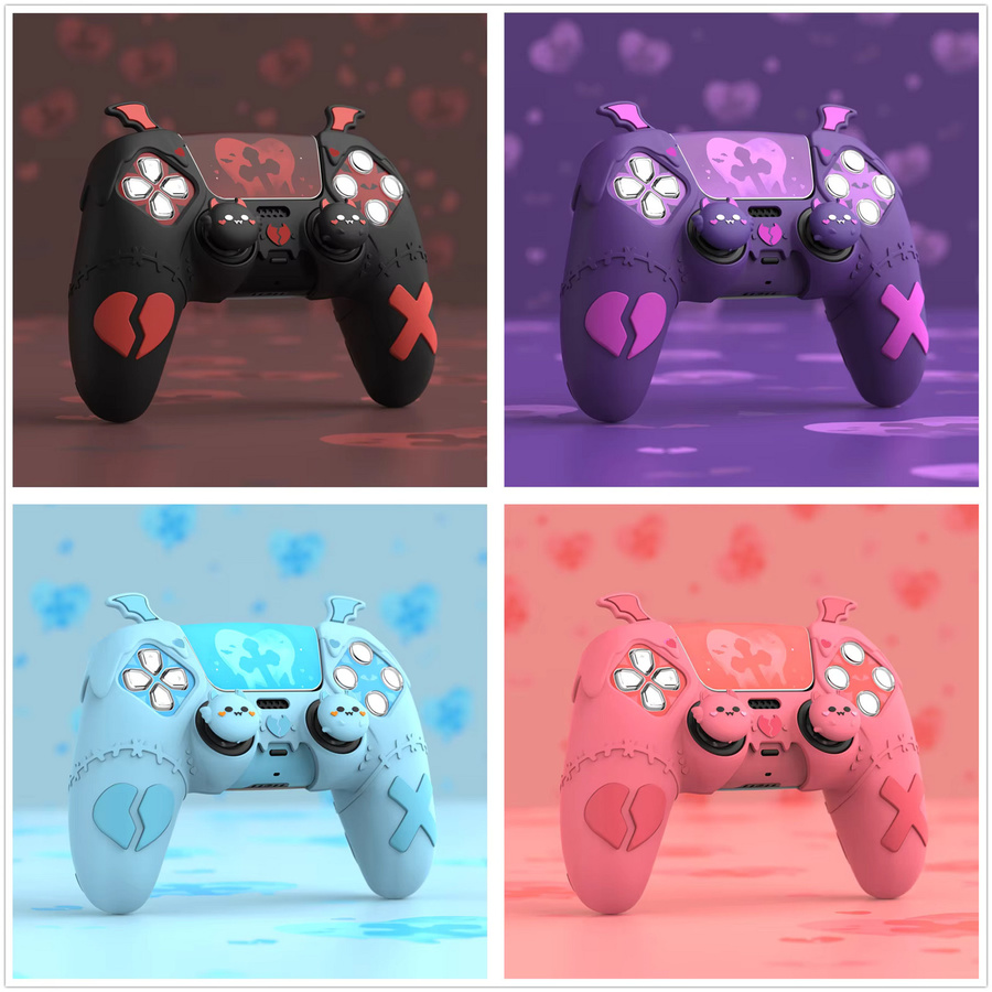 PlayVital Gothic Imp Schwarze Silikonhülle für PS5-Controller mit 4 Daumengriffen und 6 Aufklebern - Bild 2