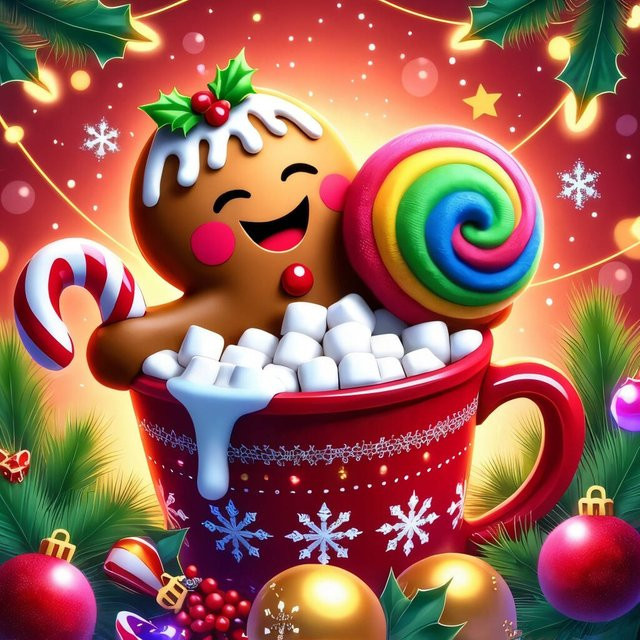 YUTTEE Diamant-Mosaik Set Weihnachts-Kaffeetasse mit Lebkuchenmann und Lutscher, Multicolor, 20 x 20 x 20 cm - Bild 1