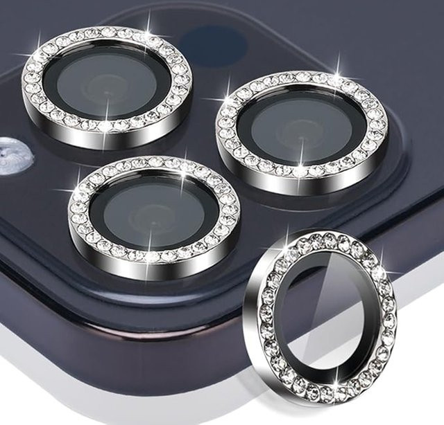 3er-Set Diamant-Kameraobjektivschutz für iPhone 17 Pro Max und iPhone 16 Pro Max aus Metall in Schwarz - Bild 1