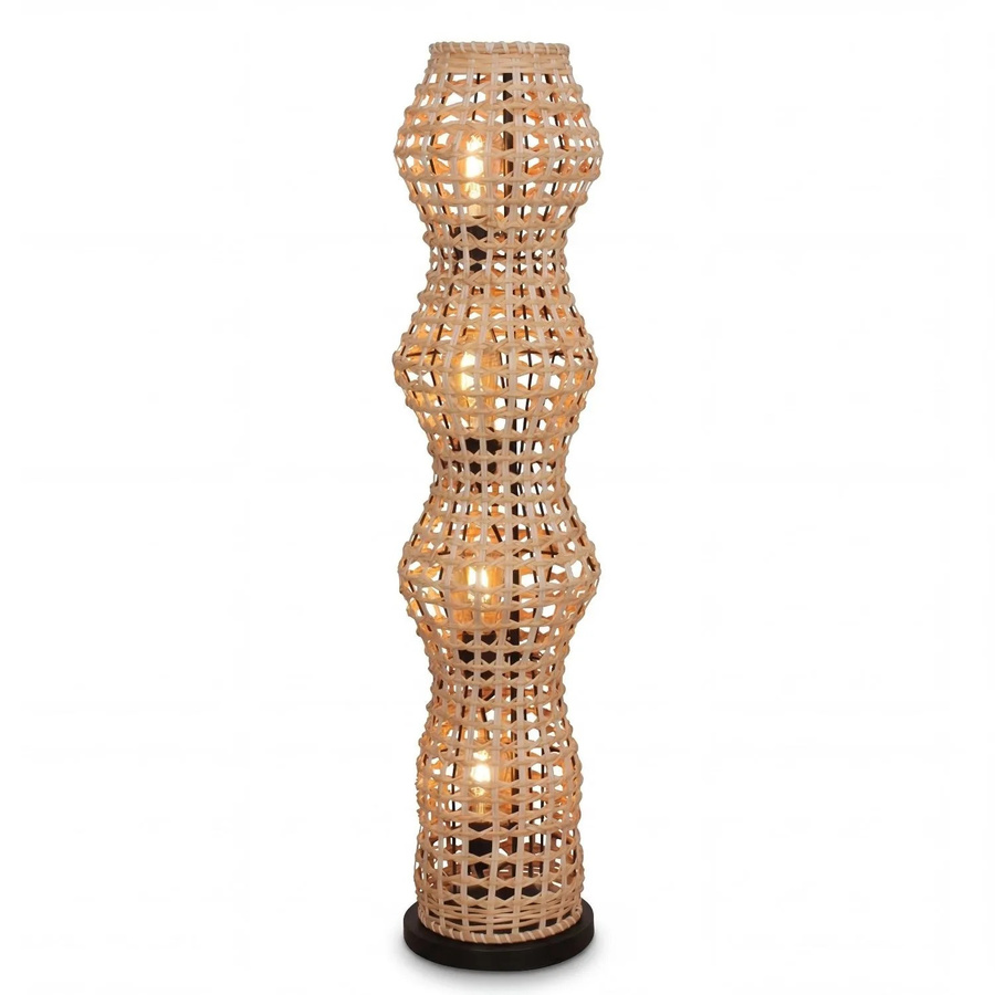 Licht-Erlebnisse Stehlampe mit Korbschirm aus Rattan in Beige, 4-flammig, E27, Höhe: 111 cm - Bild 2