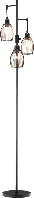 HOMCOM 3-flammige Retro Stehleuchte in Schwarz, dimmbare Industrial Standleuchte aus Metall mit Trittschalter, B/T/H: 30 x 30 x 170,5 cm - Bild 1