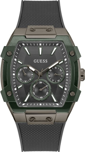Guess Herrenuhr Phoenix, Quarz, Edelstahl, 43 mm, Silikon, Grau, 5 ATM - Bild 1