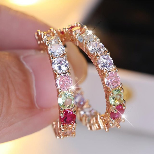 Bamos Creolen, Kupfer Gold, Zirkonia, Damen - Bild 1