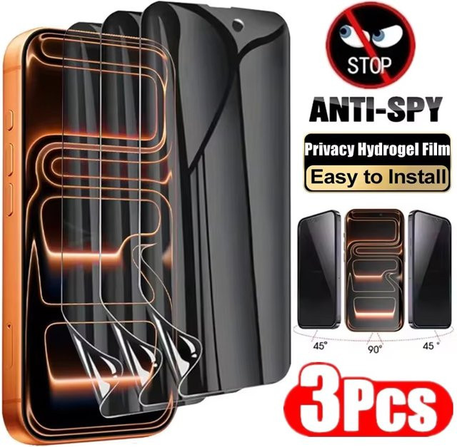 Privatsphäre Displayschutzfolie Anti-Spy Hydrogel Film für Apple iPhone 17 Pro Max 16 15 Plus 14 13 12 Pro Air 11 XS Max XR X XS in Transparent - Bild 1