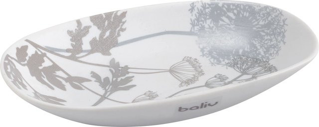 baliv Seifenschale aus Keramik mit Blumenmotiv in Weiß-Grau - Bild 1