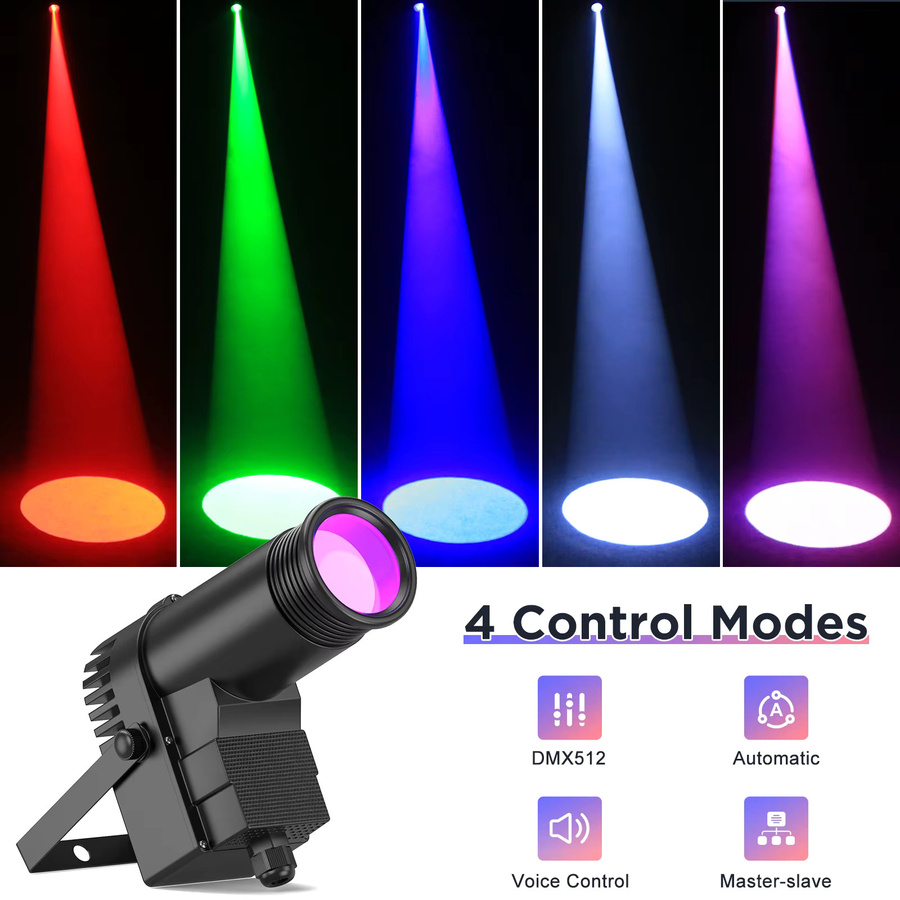 Nitehop 2er Set RGBW LED Beam Pinspot Licht 30W Schwarz für DJ, Party und Bühnenbeleuchtung mit DMX-Steuerung - Bild 5