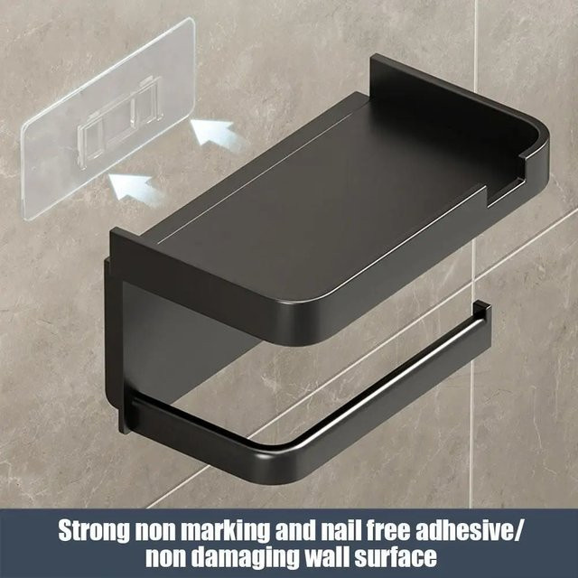 YANKE Toilettenpapierhalter aus Kunststoff für die Wandmontage, Schwarz, Breite: 18,0 cm, Tiefe: 8,0 cm - Bild 1