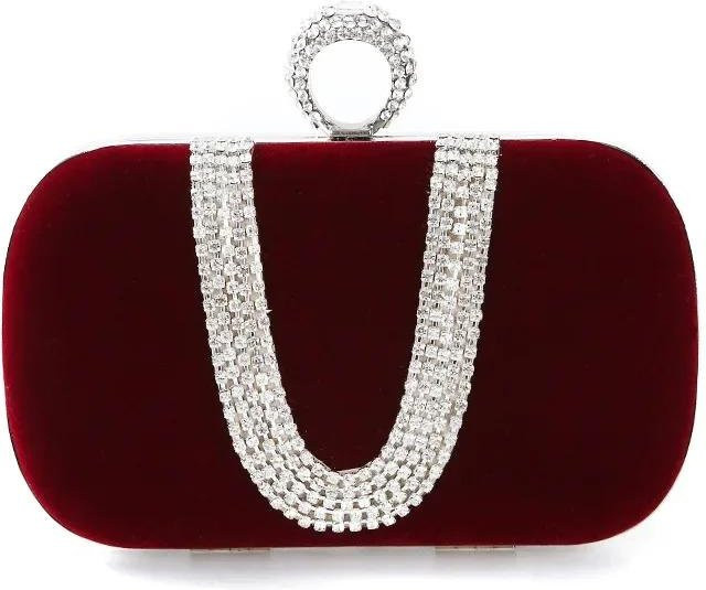 Ladies Luxury Bags Clutch Tasche, Damen, Schwarz Rot, Diamant - Bild 1