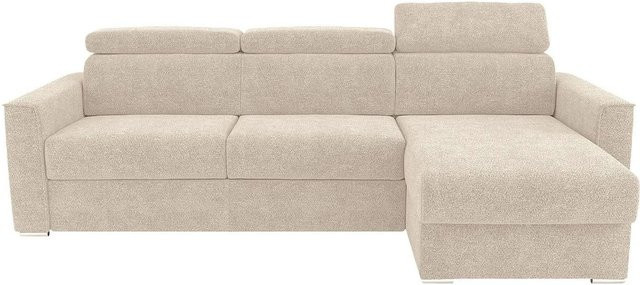 Vente-unique Schlafsofa Vizir in Beige, modernes L-Shape Ecksofa mit Stoffbezug und Schaumstofffüllung, Breite: 302 cm - Bild 1