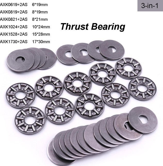 10 Sets CHEERBRIGHT 3-in-1 Axial-Nadelrollenlager AXK0619-AXK1730 + 2AS mit zwei Scheiben in Silber - Bild 1