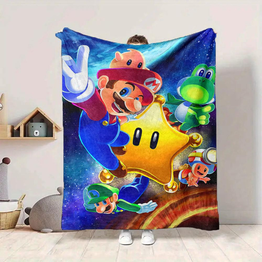 Yun2 Home Mario Galaxy Adventure Flanell-Kuscheldecke für Kinder, Mehrfarbig, B/H: 80 x 120 cm - Bild 7