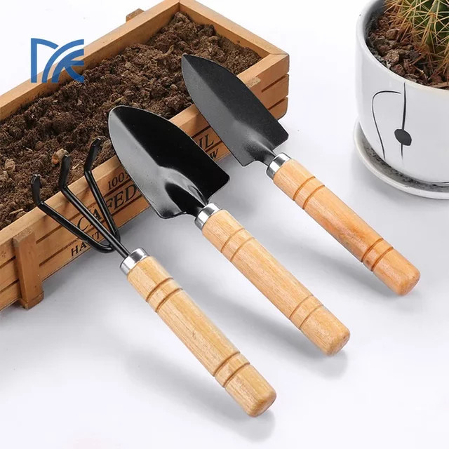 3-teiliges Set Mini-Gartengeräte in Schwarz zum Graben, Jäten und für die Gartenpflege in kleinen Räumen - Bild 1