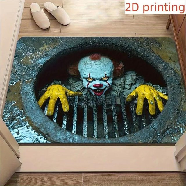 Lodestar Halloween 3D Clown Fußmatte für Innen- und Außenbereich, Mehrfarbig, B/T: 60 x 40 cm - Bild 1