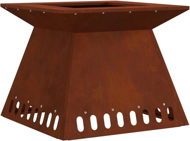 vidaXL Feuerstelle aus wetterfestem Stahl in Braun, B/T/H: 48 x 48 x 40 cm - Bild 1