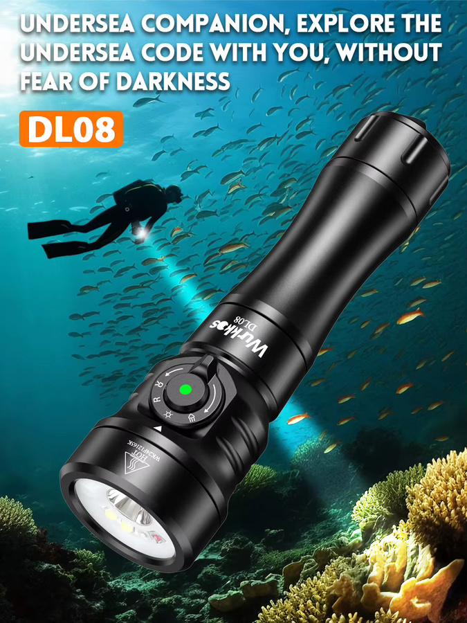 Wurkkos DL08 Hochleistungs-Taschenlampe in Schwarz mit 3600 Lumen, 6500K Kaltweiß, wiederaufladbar mit Drehbarem Magnetschalter und Aluminiumgehäuse - Bild 6