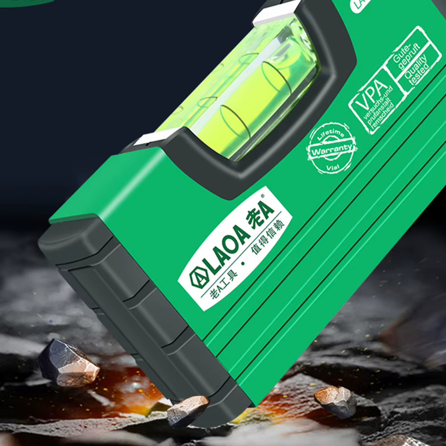 LAOA Mini Laser-Nivelliergerät aus Aluminiumlegierung in Grün, horizontales und vertikales Spirit Level mit 100 mm - Bild 2