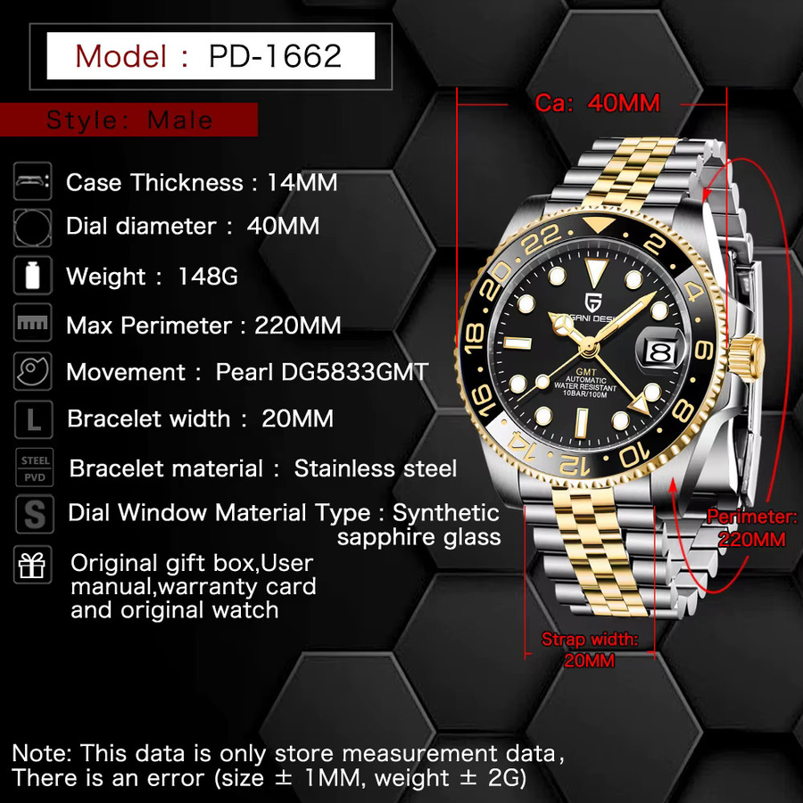 Pagani Design GMT-Uhr, Automatik, Edelstahl, Saphirglas, Herren - Bild 5