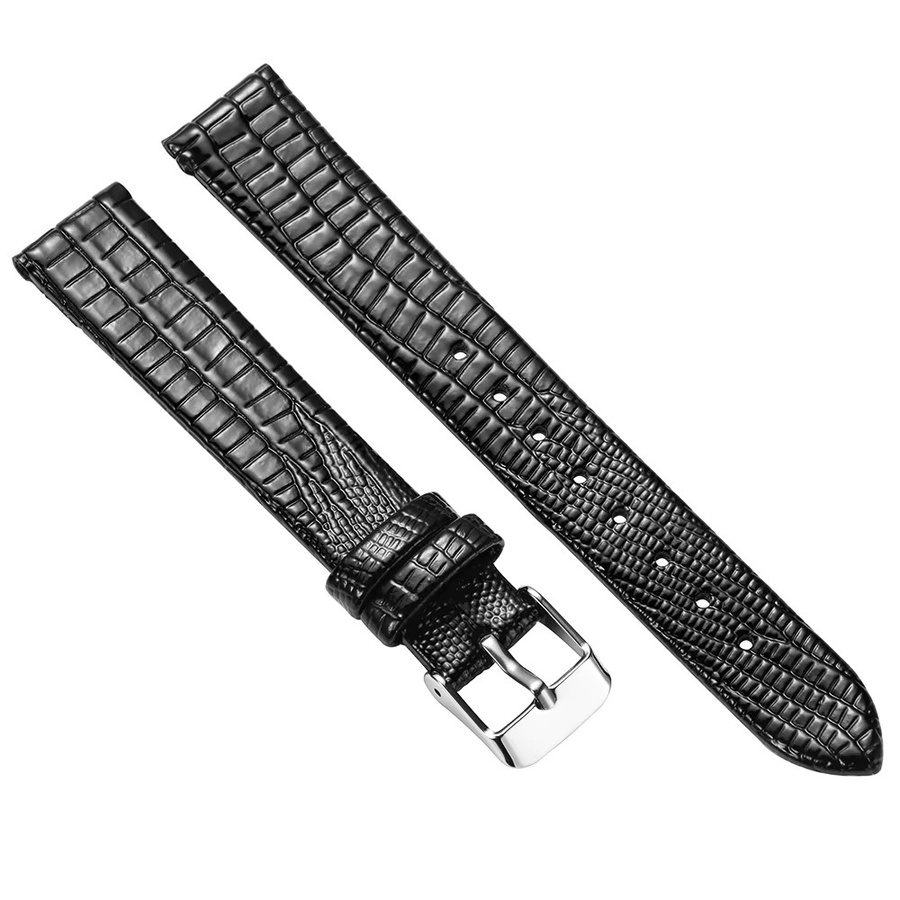 Uhrenarmband Leder, Eidechsenmuster, Schwarz, Damen - Bild 3