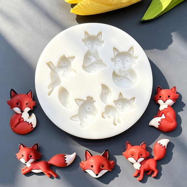HANDLIFE Silikon Backform Fuchs für Schokolade, Fondant und Cupcakes in Grau und Weiß - Bild 1