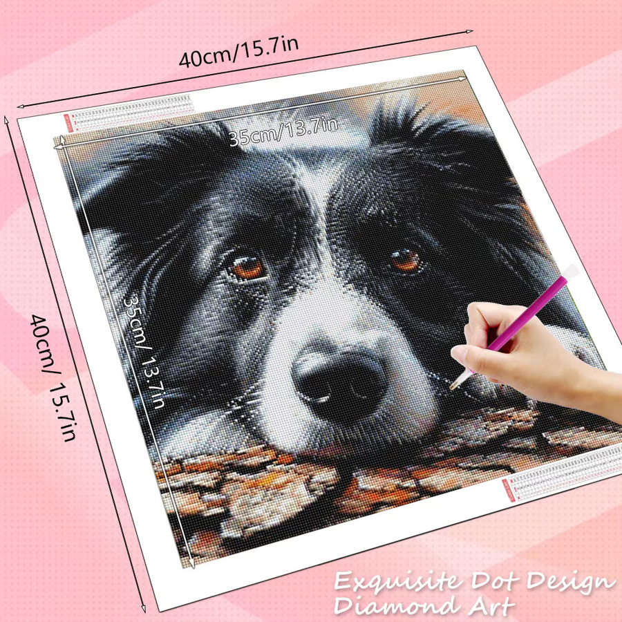 HUACAN Diamant-Mosaik-Set Hund Tier mit Rundbohrern in Multicolour als handgefertigtes Strass-Bild - Bild 2