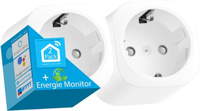 Echos Smart WLAN Steckdose 2er Pack mit Energiemonitor in Weiß - Bild 1