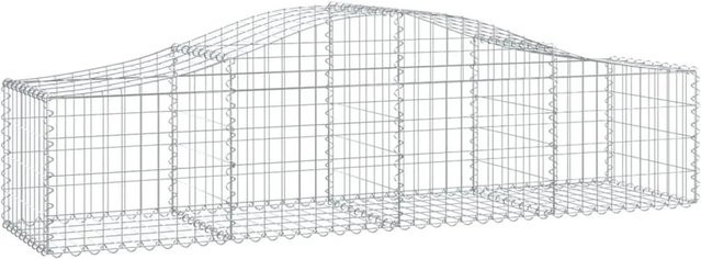 vidaXL Gabione mit Hochbogen aus verzinktem Eisen in Silber, B/T/H: 200 x 50 x 40/60 cm - Bild 1